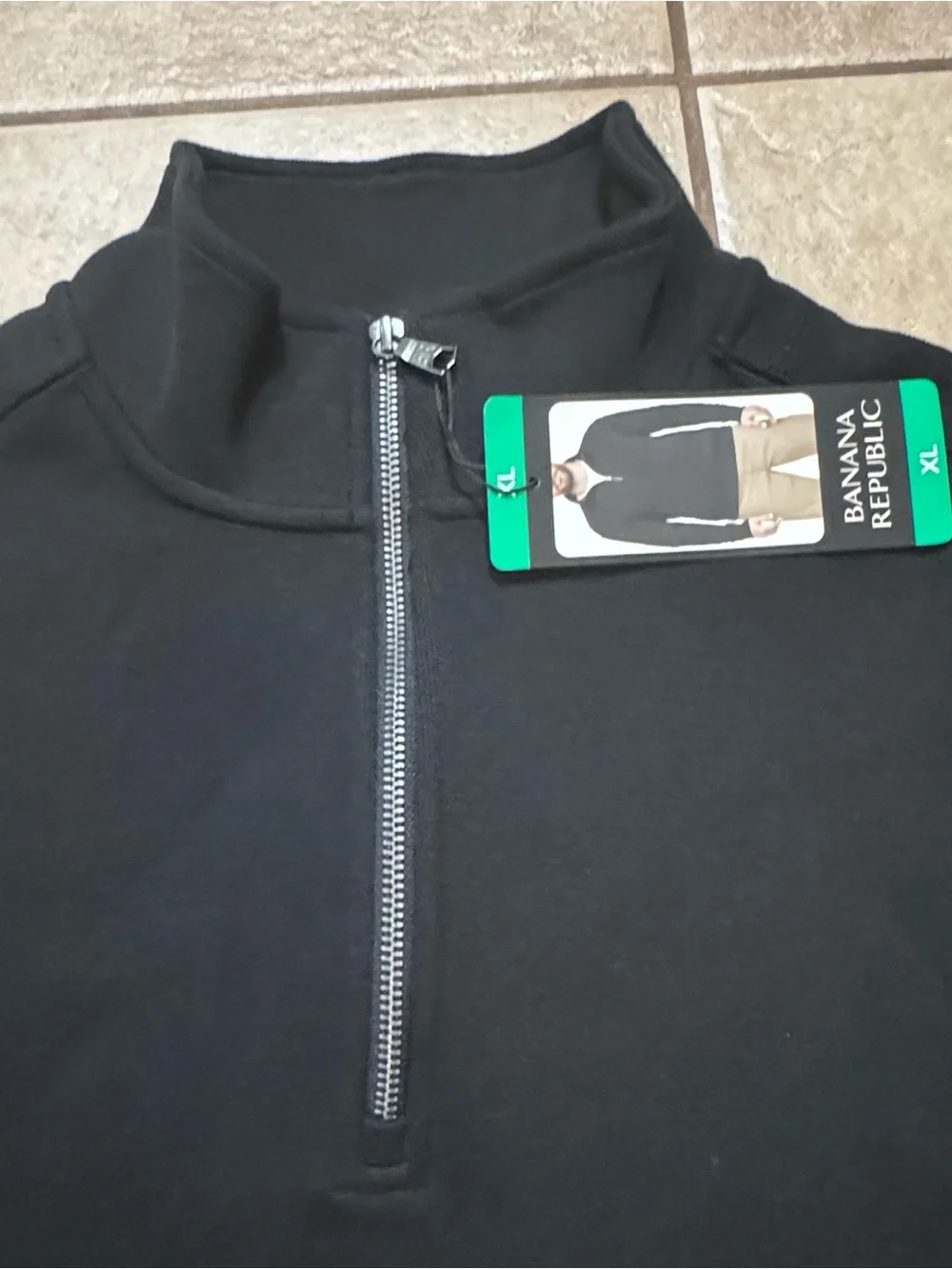 Banana Republic Men's Black Half-Zip Mock Neck Sweater